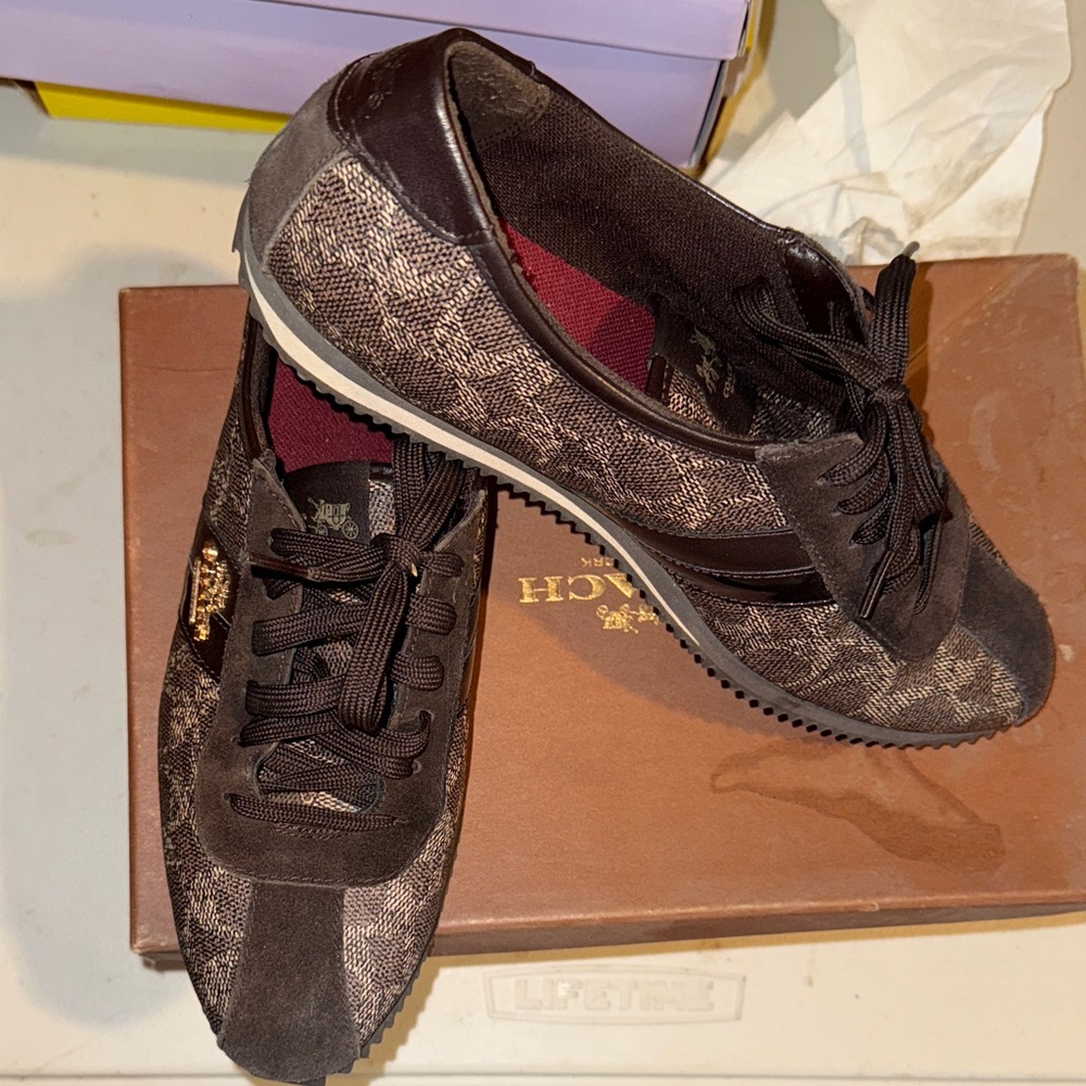Vintage Coach Ivy Signature Sneakers in Black and Chestnut